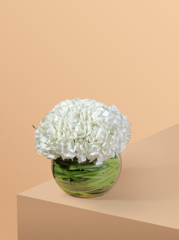 L hydrangeas with faux grasses